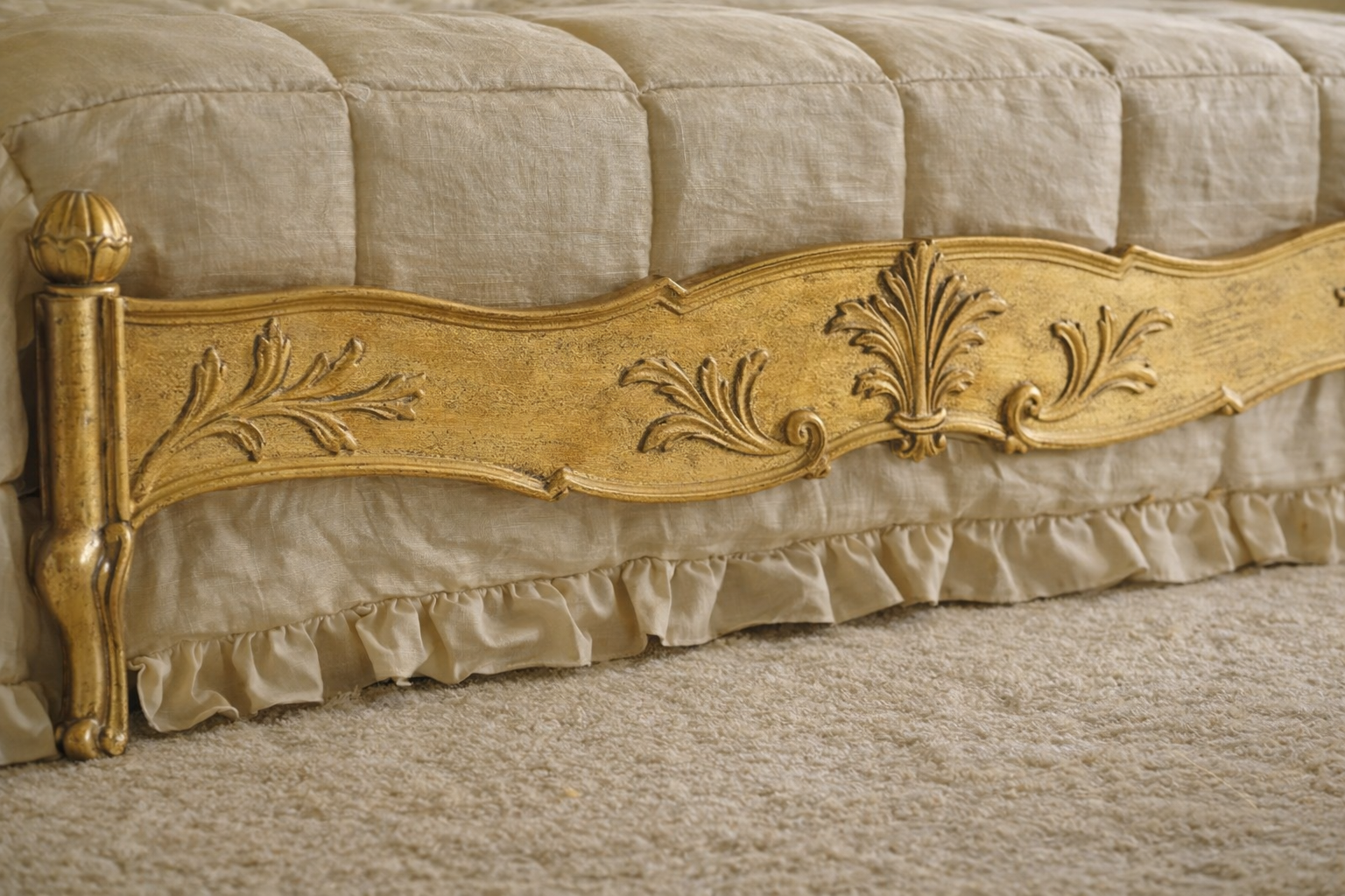 Majestic Crown European Luxury Bed Hand-Carved Solid Wood Frame with Royal Tufted Upholstery - Image 5