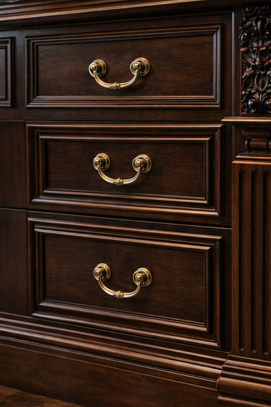 LUXURY HANDCRAFTED EXECUTIVE OFFICE DESK WITH CLASSIC LEATHER CHAIR & ORNATE WOODEN STORAGE UNIT - Image 4