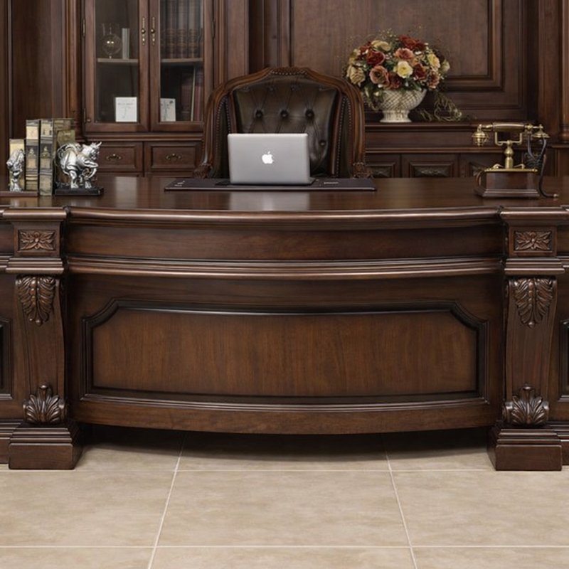 LUXURY HAND-CARVED WOODEN EXECUTIVE OFFICE FURNITURE SET - Image 3