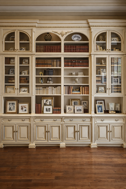 PREMIUM EUROPEAN STYLE CARVED WOOD OFFICE DESK SET WITH BUILT-IN DISPLAY BOOKCASE - Image 3