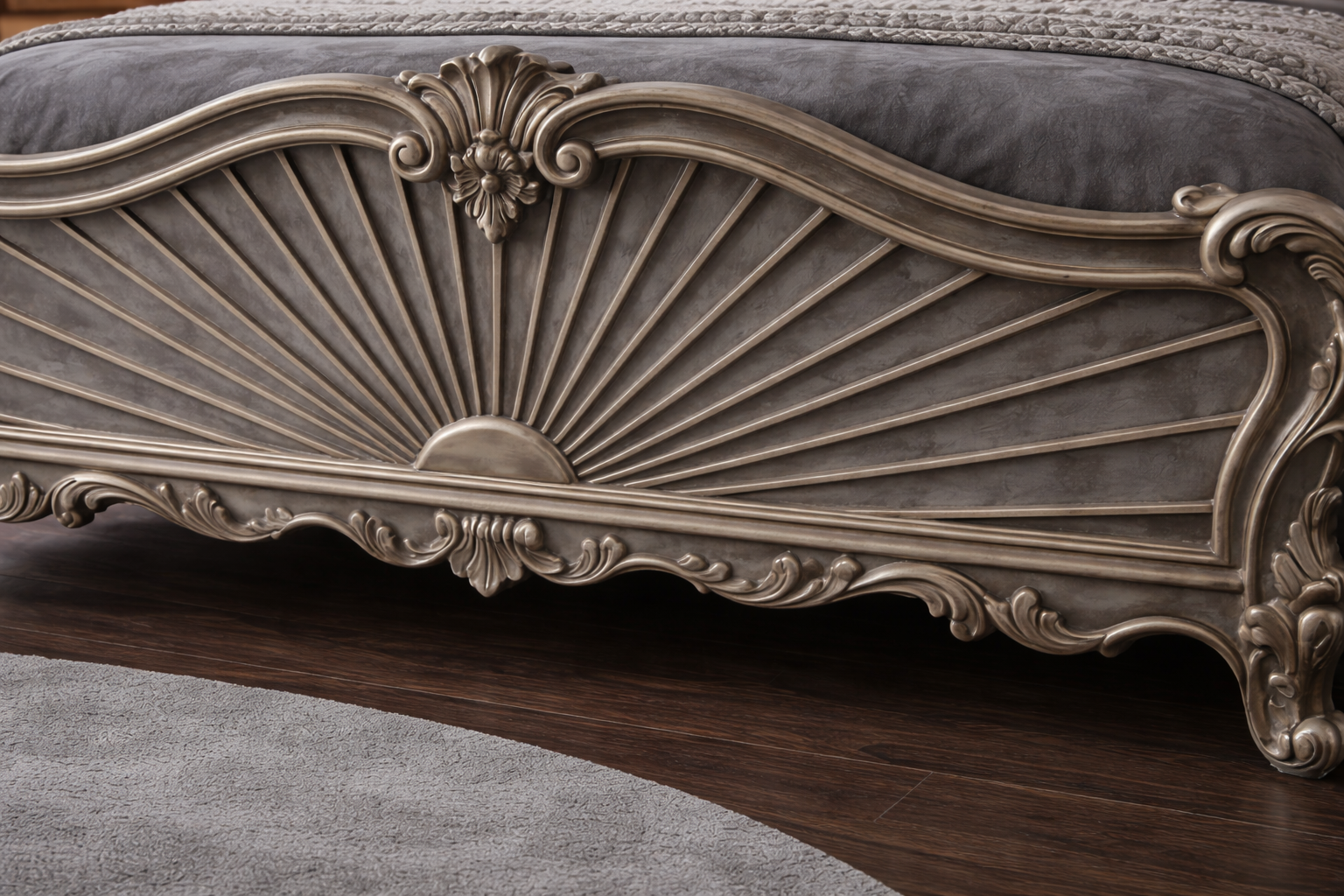 IMPERIAL GREY ROYALE HANDCRAFTED LUXURY BED WITH ROYAL SIDE TABLES INSPIRED BY CLASSIC EUROPEAN ELEGANCE - Image 4