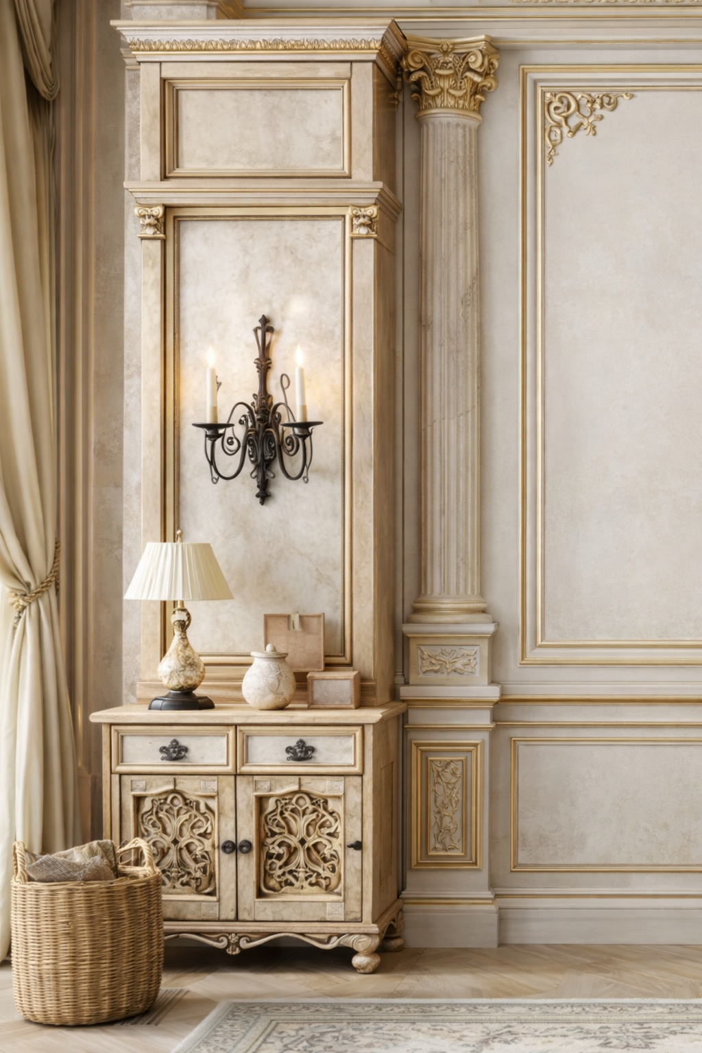 MODERN LUXURY HANDCRAFTED TV UNIT WITH GLASS CABINETS, SOFT GOLD ACCENTS, CLEAN LINES, TIMELESS ELEGANCE - Image 6