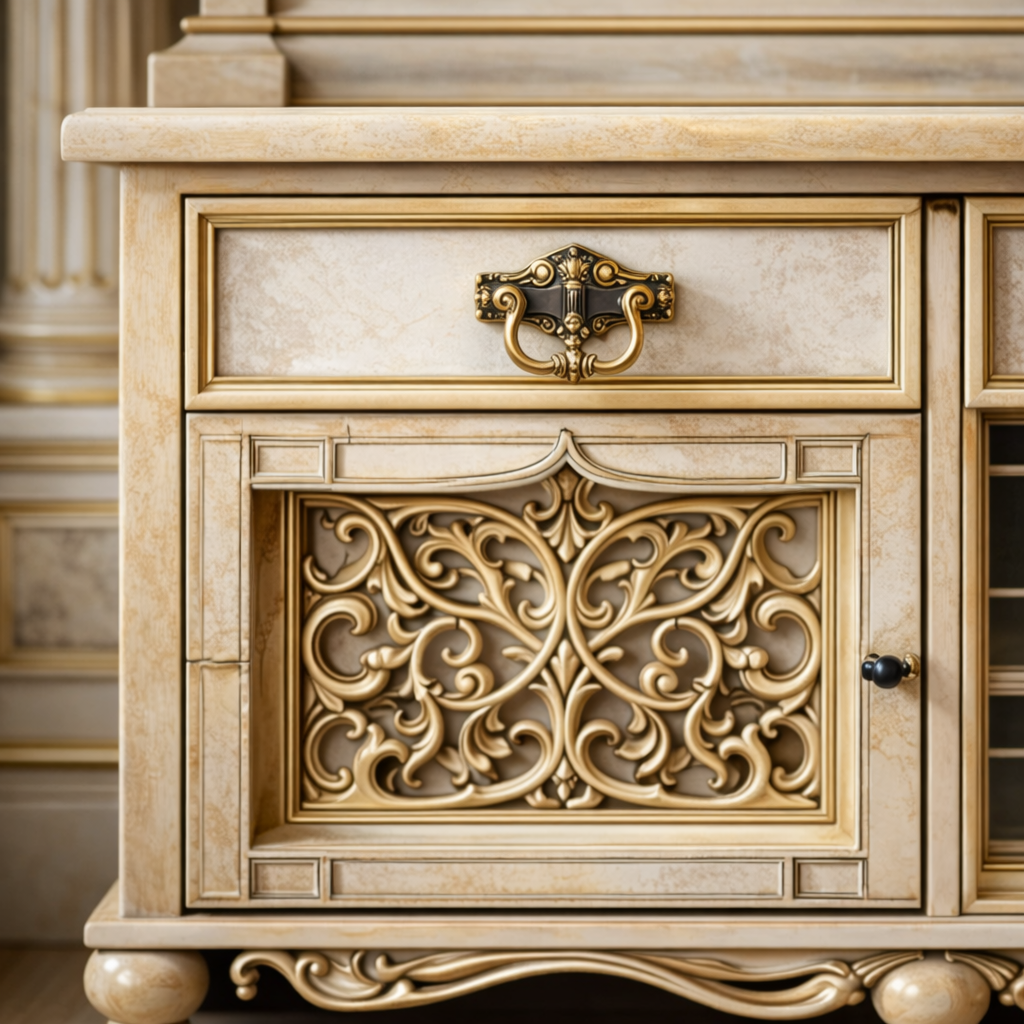 MODERN LUXURY HANDCRAFTED TV UNIT WITH GLASS CABINETS, SOFT GOLD ACCENTS, CLEAN LINES, TIMELESS ELEGANCE - Image 7