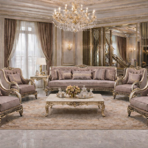 LUXURY HAND CARVED ROYAL CLASSIC EUROPEAN STYLE LIVING ROOM SOFA SET