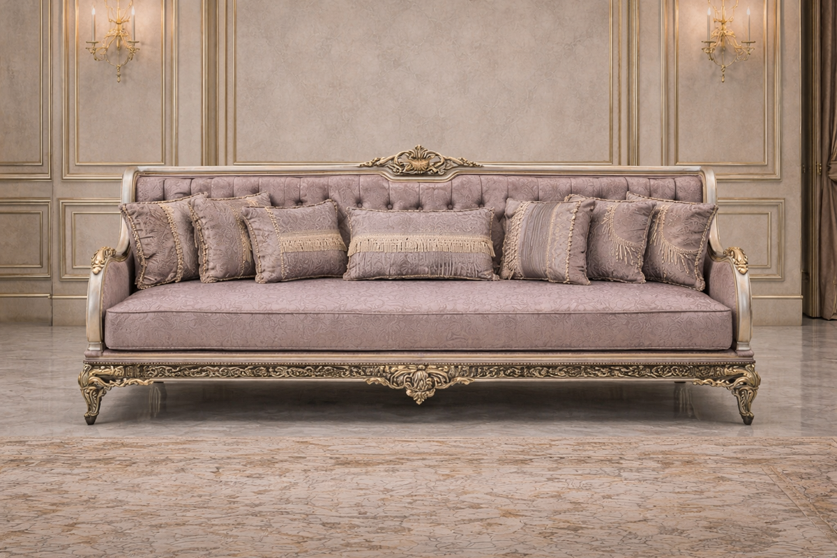 LUXURY HAND CARVED ROYAL CLASSIC EUROPEAN STYLE LIVING ROOM SOFA SET - Image 4