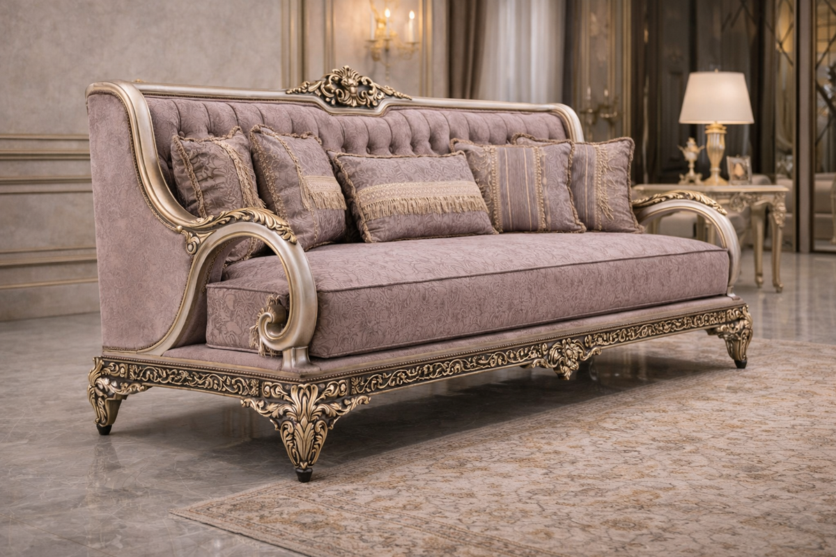 LUXURY HAND CARVED ROYAL CLASSIC EUROPEAN STYLE LIVING ROOM SOFA SET - Image 5