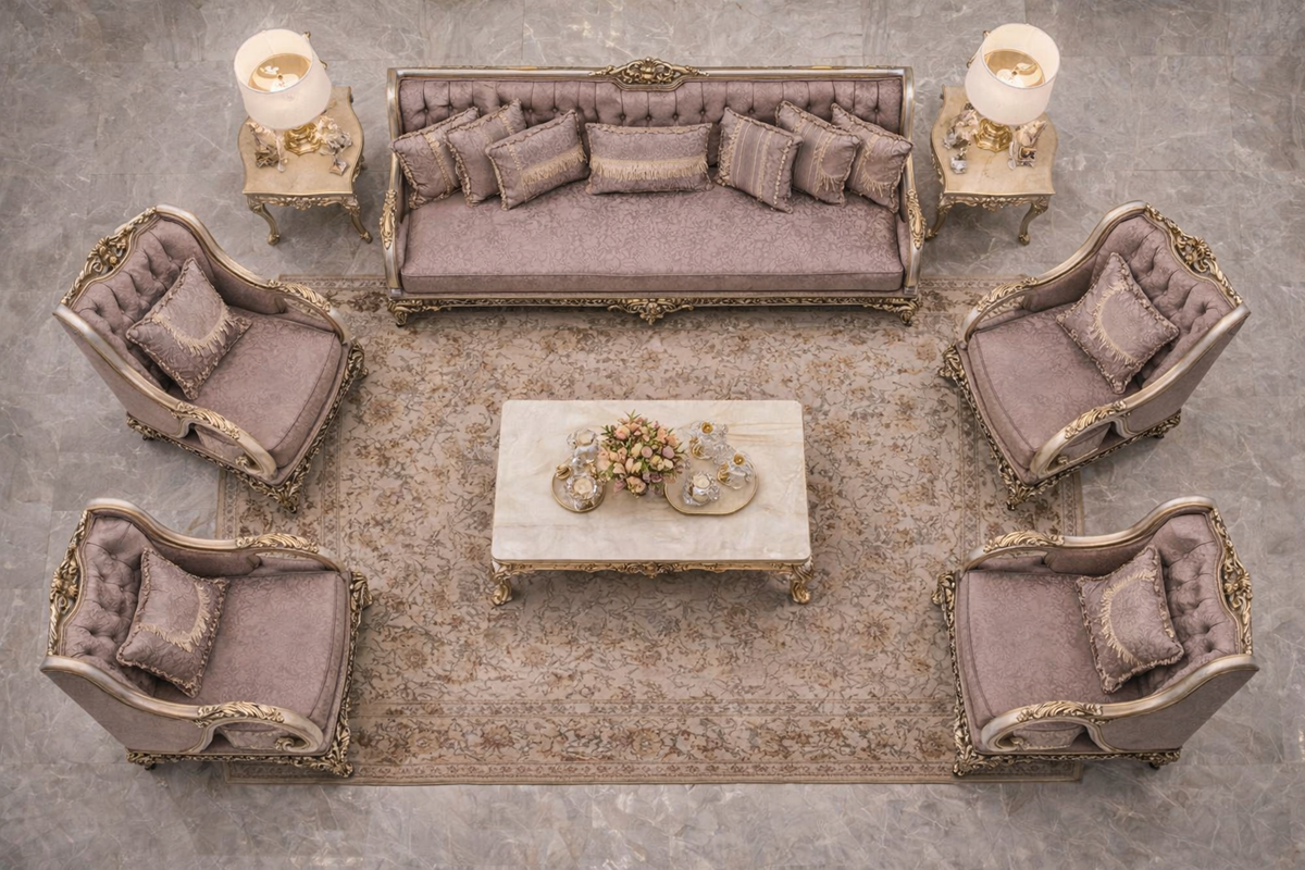 LUXURY HAND CARVED ROYAL CLASSIC EUROPEAN STYLE LIVING ROOM SOFA SET - Image 6