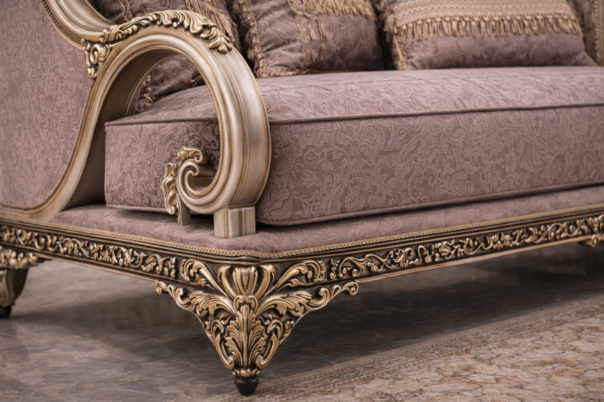 LUXURY HAND CARVED ROYAL CLASSIC EUROPEAN STYLE LIVING ROOM SOFA SET - Image 3